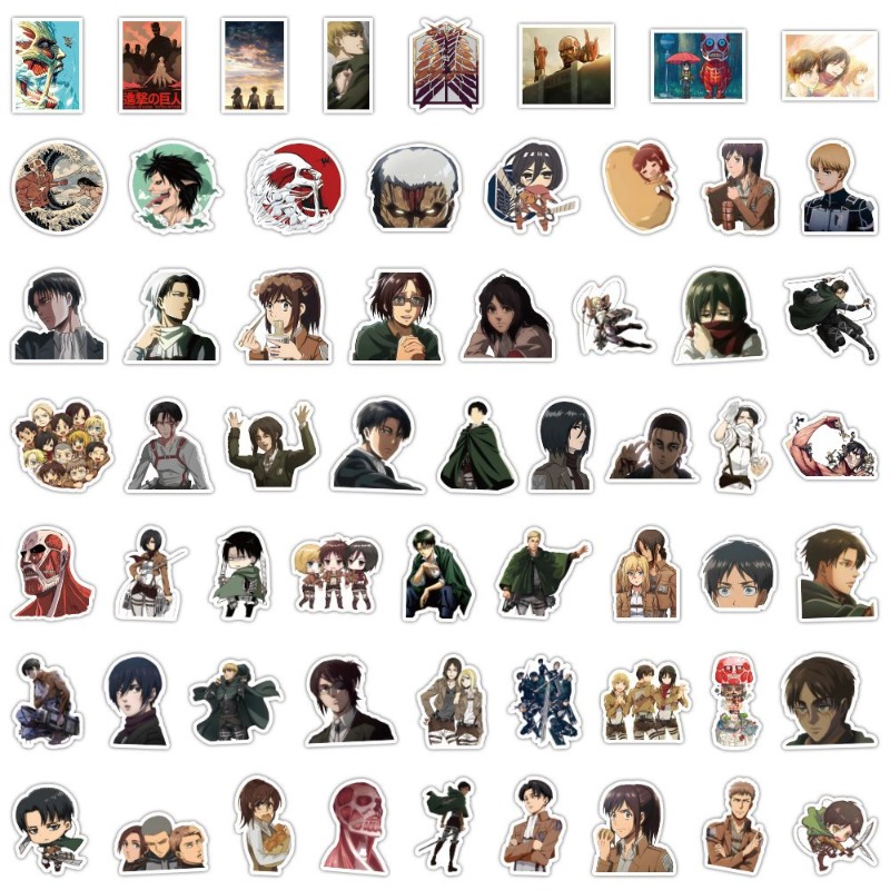 Laptop Accessories Stickers - 60Pcs 진격의 거인 애니메이션 스티커 귀여운