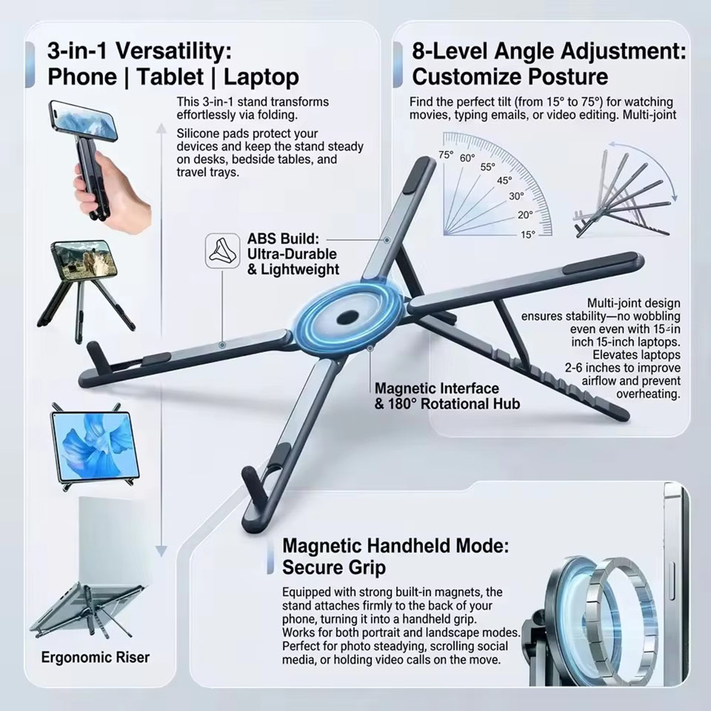 Laptop Office Accessories - 휴대용 자석식 휴대폰 거치대 & 셀카봉