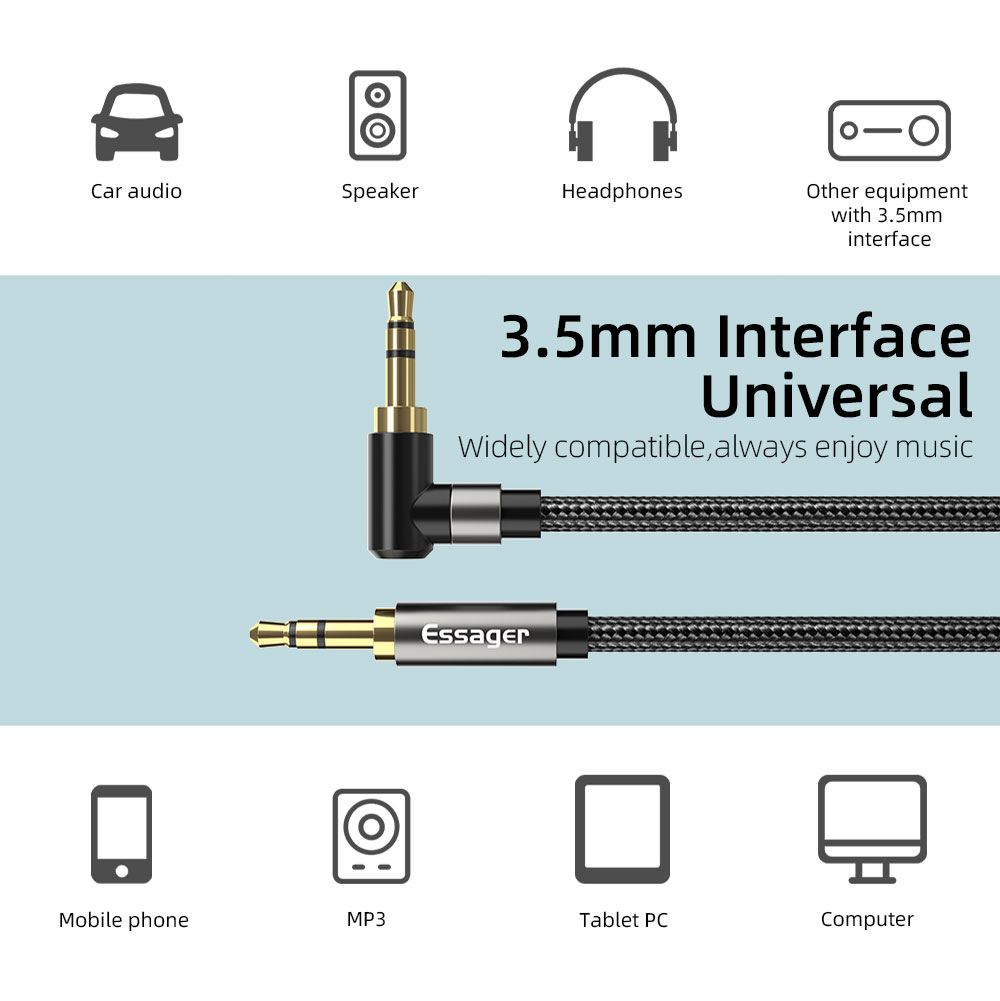 Essager Aux 연장 케이블 3.5mm 잭 남성- - Laptop Accessories Headphones 리뷰 및 가격