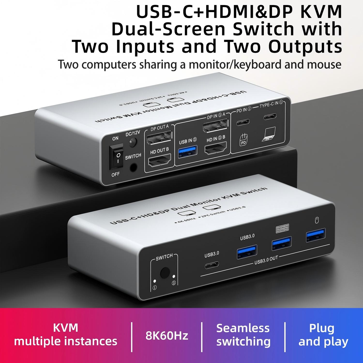 USB C HDMI DP KVM 스위치 2 모니터 2  - Laptop Accessories Women 리뷰 및 가격