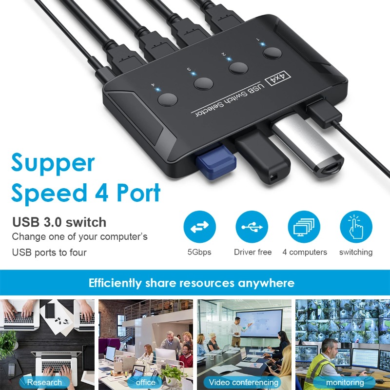 4 입력 4 출력 KVM USB3.0 스위치 공유 컨트 - Laptop Accessories Women 리뷰 및 가격