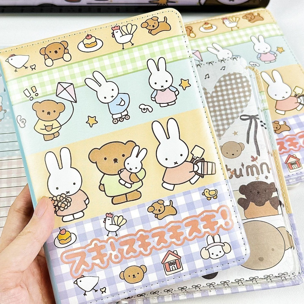미피 토끼 콜라주 노트 귀여운 페인트칠 가죽 커버 풀컬 - Laptop Accessories Cover 리뷰 및 가격