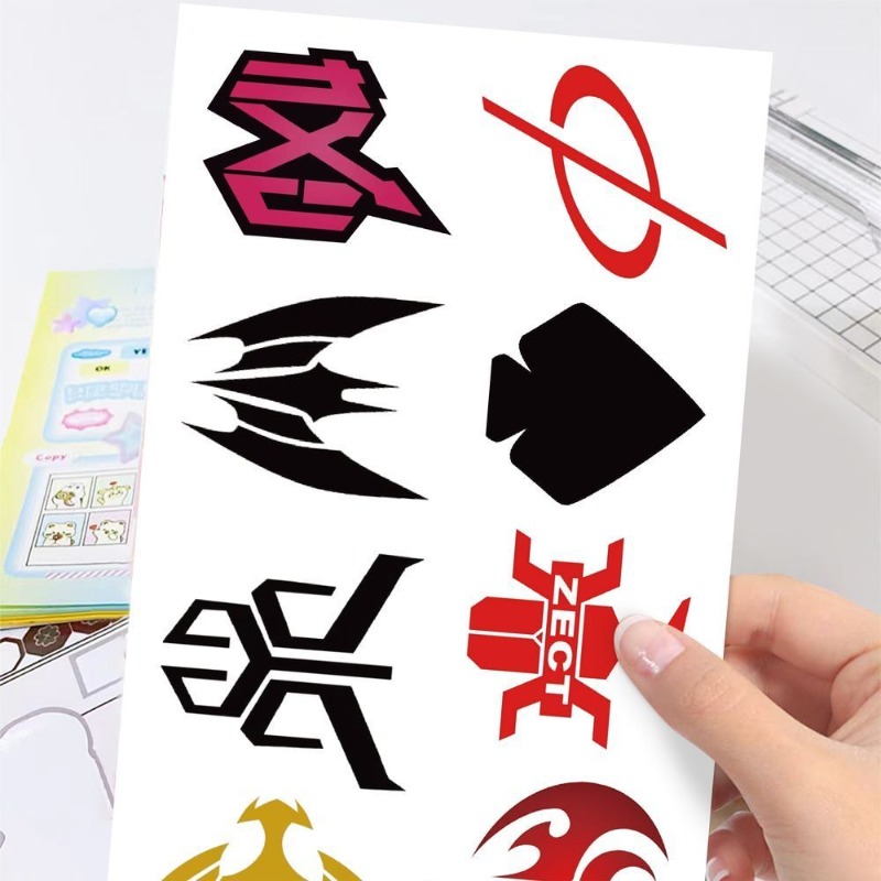 60 시트 가면 라이더 로고 스티커 크리 에이 티브 데 - Laptop Accessories Stickers 리뷰 및 가격